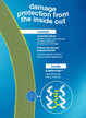 Image of hair strand graphic: damage protection from the inside out, outside: ceramic blend + biotech-produced polysaccharide. Inside: K18PEPTIDETM